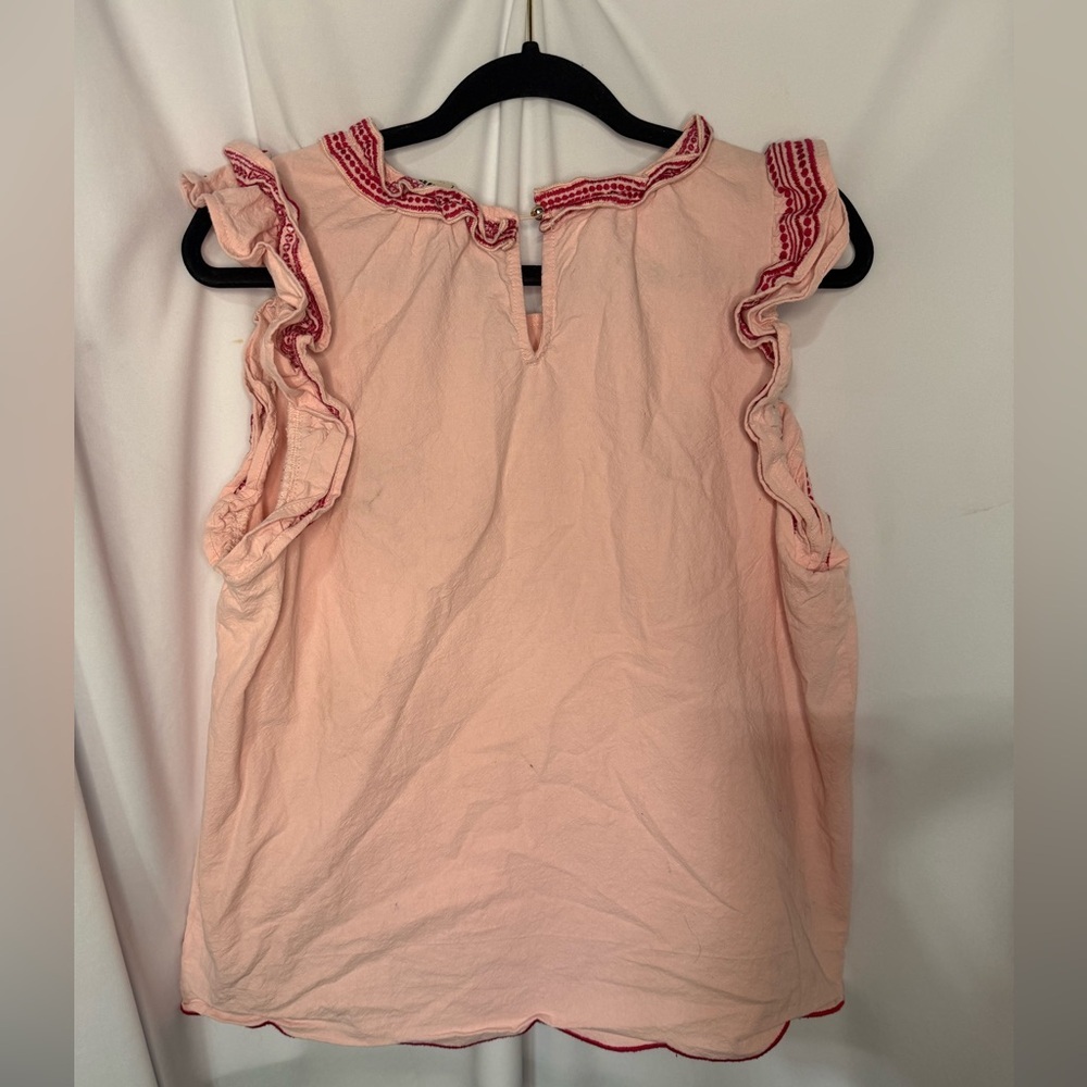 Savanna Jane Pink Embroidered Ruffle Sleeve Tank Top - Picture 5 of 7